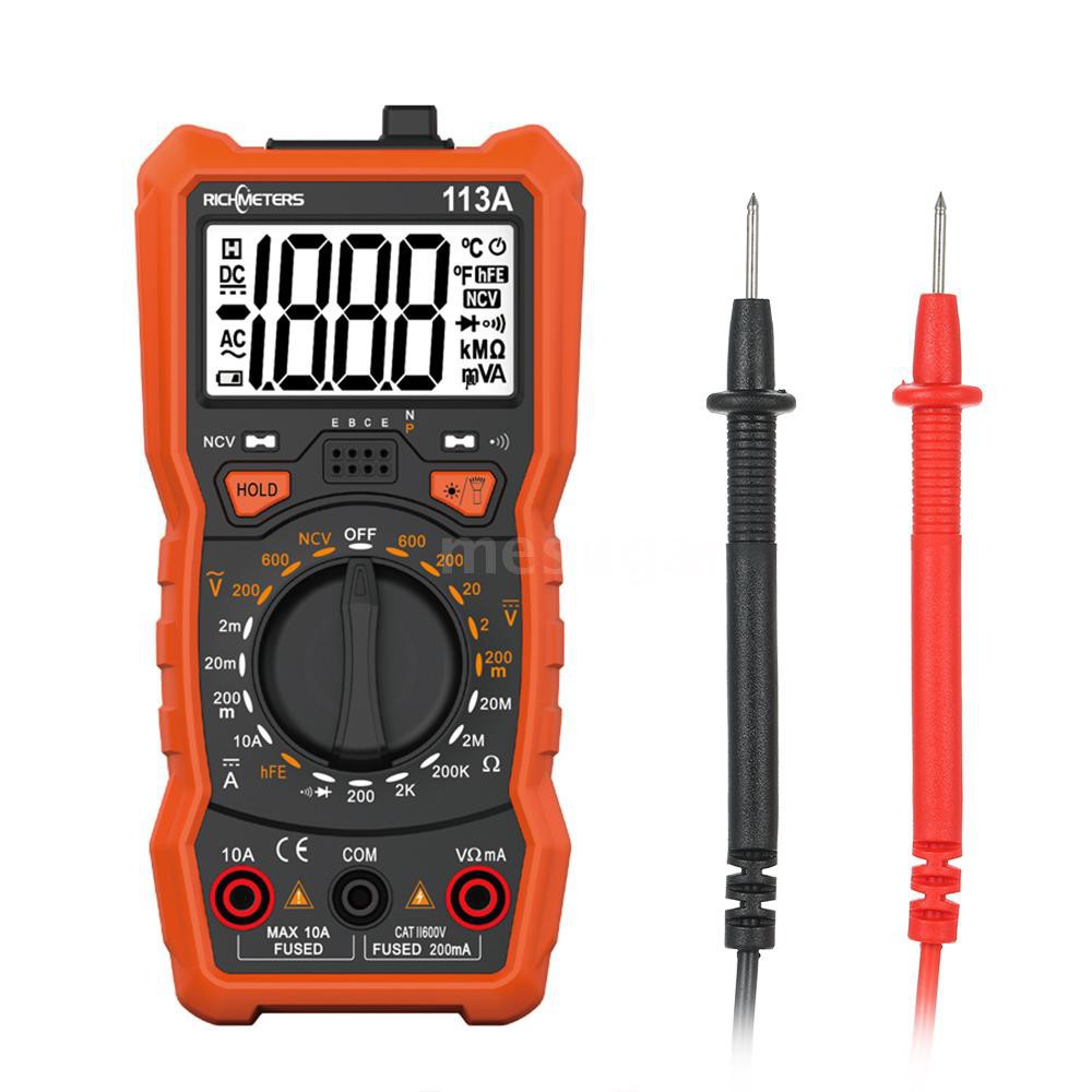 RICHMETERS RM113A NCV Digital Multimeter 2000 Counts HFE AC/DC Voltage ...