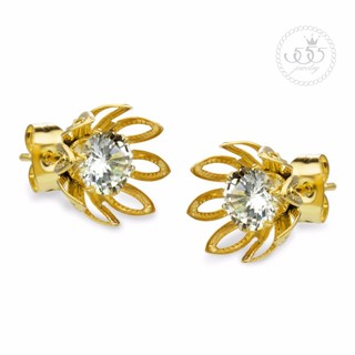 555jewelry ต่างหูสตั๊ดรูปดอกไม้ ประดับเพชรCZ สวยเป็นประกาย รุ่น MNC-ER752-B (ER5) #2392