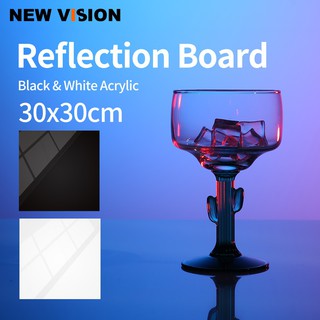 30x30cm Reflective Black & White Acrylic Display Boards for Product Photography