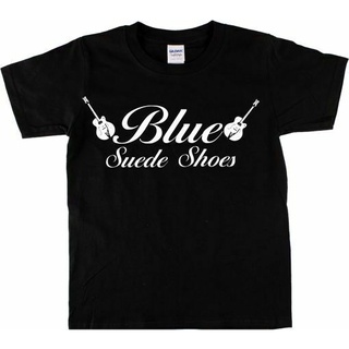 เสื้อยืดผ้าฝ้ายพิมพ์ลายขายดี เสื้อยืด หนังกลับ สีฟ้า 1950S Rock Roll Rockabilly สไตล์เรโทร