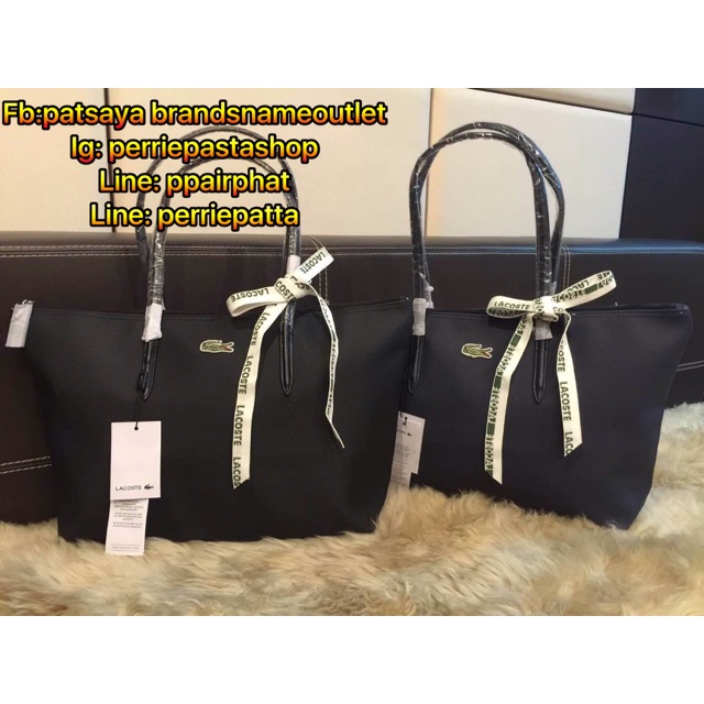 restock-best-seller-lacoste-shopping-bag-แท้-กระเป๋าสะพายทรงช้อปปิ้งวัสดุหนัง-saffiano