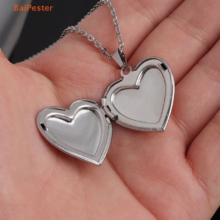 [BaiPester] Heart Locket Pendants Necklaces For Women photo frame Valene lovers Necklace