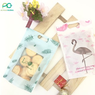 ถุงซิปล็อค ถุงใส่ขนม มีลาย ตั้งได้ (Love / Flamingo) 15.5×23.5ซม. [50 ใบ] - acplusglobal