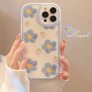 เคสซิลิโคนนิ่ม ลายดอกไม้ 3d สีฟ้า สําหรับ iphone x xr xsmax 8 7 plus 13 12 11 pro max mini