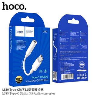 Hoco LS30 ตัวแปลงเสียงอะแดปเตอร์ Type-C ถึง 3.5 มม. พร้อมไมโครโฟนและรองรับการควบคุมสายไฟ