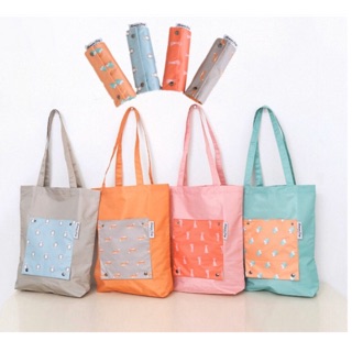 (B-005) S.arw store กระเป๋าผ้าพับได้ ถุงผ้า BAGCU ผ้าหนา มี 4 สี