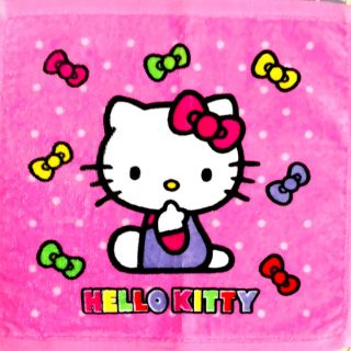 ผ้าเช็ดหน้าขนหนูลายลิขสิทธิ์แท้จาก Sanrio Hello Kitty เนื้อนุ่มสีสันสดใส