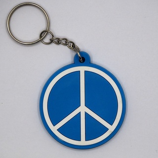 พวงกุญแจยาง Peace เสรีภาพ ฟ้า blue ตรงปก พร้อมส่ง