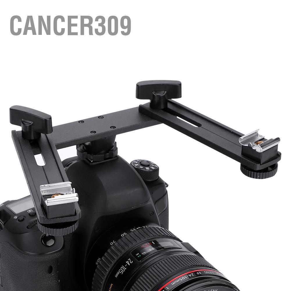 cancer309-aluminum-alloy-bracket-holder-stand-with-double-hotshoe-for-camera-flashlight-speedlite