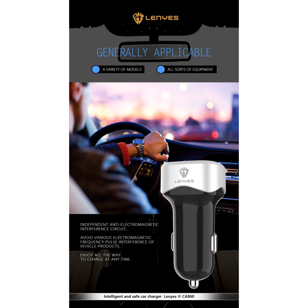 ซื้อ1แถม1-หัวชาร์จในรถ-lenyes-usb-รุ่น-ca860-car-charger-car-usb-dual-usb-fast-charge