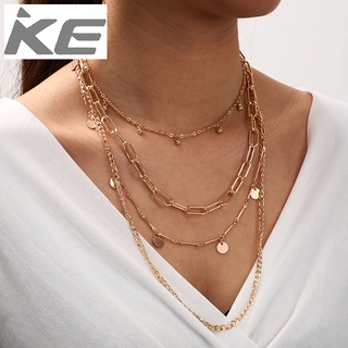 Jewelry Geometric disc multi-necklace Ball chain four-necklace for girls for women low price