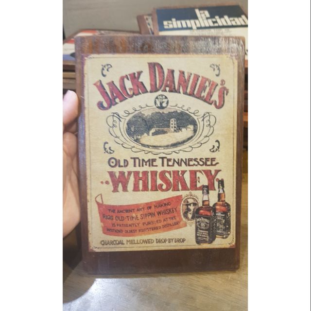 งานรีโปรบนไม้เก่า-แผ่นป้ายไม้-รูปภาพบนไม้สไตล์ภาพเก่า-รูป-jack-daniels-whiskey