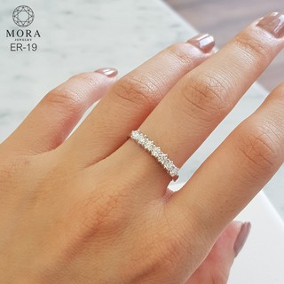 💍✨WR-19 แหวนเพชรแถว ขนาด 2.5 mm แหวนเพชร CZ แหวนเงินแท้ ของขวัญผู้หญิง แหวนแถว สวยเทียบเพชรแท้ By Mora Jewelry Diamond