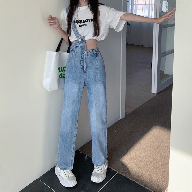 many-jeans-overalls-เอี๊ยมกางเกงยีนส์ขายาวเอวสูง