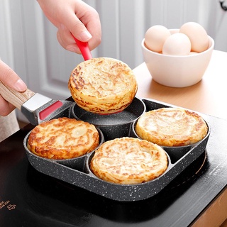 ¤☫❉Four-hole Omelet Pan For Eggs Ham Temperature Instruction Frying Pot Frying Pans Non-stick No Oil-smoke Kitchen Tool