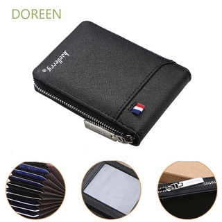 DOREEN Portable Credit Card Holder Retro ID Card cover Zipper Wallet Fashion Multi Card Pockets Casual Organ Card Bag PU Leather Multi-slot Coin Purse/Multicolor