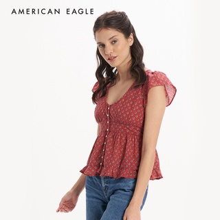 American Eagle Short Sleeve Button Up Shirt เสื้อเชิ้ต ผู้หญิง แขนสั้น  (EWSB 035-4888-600)