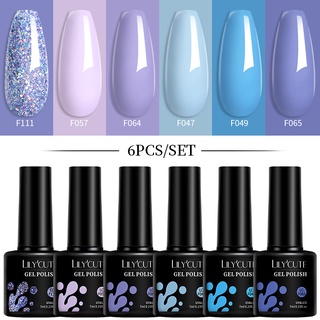 Lilycute ชุดน้ํายาทาเล็บเจล UV LED สีมาการอง ฤดูใบไม้ผลิ สําหรับตกแต่งเล็บเจล 6 ชิ้น