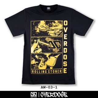 Overdose T-shirt เสื้อยืดคอกลม สีดำ รหัส AW-03-1(โอเวอโดส)