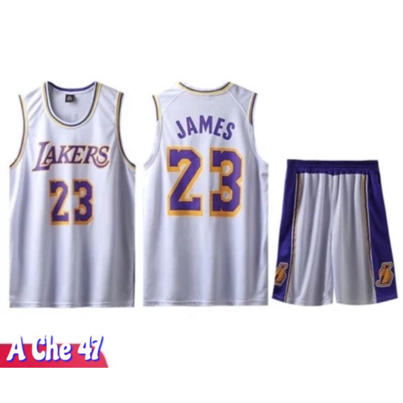 ภาพหน้าปกสินค้าชุดบาสทีม LA Lakers No.23 Lebron James จากร้าน ache47shop บน Shopee