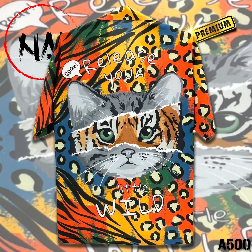 ภาพหน้าปกสินค้าเสื้อฮาวาย ลายแมวลายเสือ A500 ผ้าไหมอิตาลี จากร้าน siamsatan บน Shopee