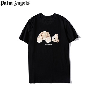 Original Palm Angels T-shirt Broken Bear Short-sleeved PA Teddy Bear Cotton Men and Women Same เสื้อยืดผ้าฝ้าย