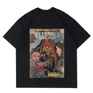 เสื้อยืดสีขาวเสื้อยืด พิมพ์ลายการ์ตูน Marvel ETERNALS | เสื้อยืด ลาย The ETERNALS | เสื้อผ้า ลายการ์ตูนมาร์เวล สีดําS-4X