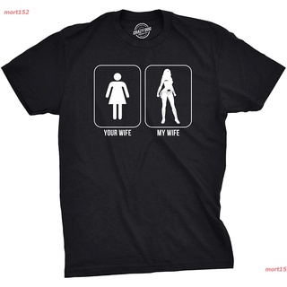 【Hot】เสื้อยืดแขนสั้น Mens Your Wife My Wife Funny Superhero T Shirts Hilarious Novelty Vintage T Shirt Mens Womens T-s