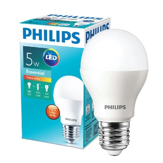 Chaixing Home หลอดไฟ LED 5 วัตต์ Warm White PHILIPS รุ่น ESS LEDBULB A60 E27