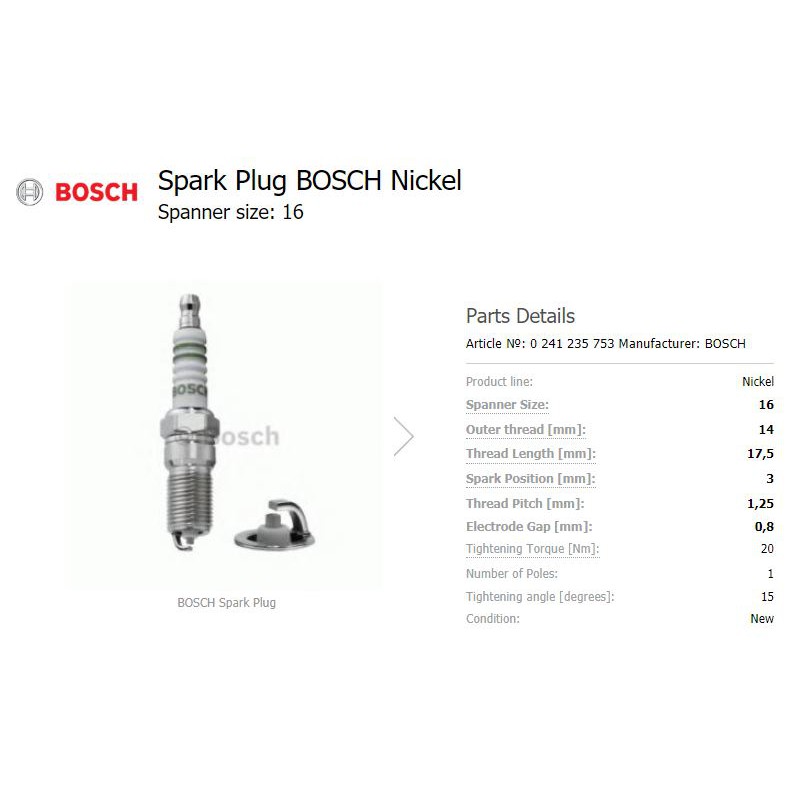 benz-หัวเทียน-bosch-f8dc4-เครื่อง-m111-m104-m119-m120-w124-w210-w140-r129