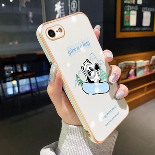 เคสซิลิโคนนิ่ม ทรงสี่เหลี่ยม ป้องกันกล้อง สําหรับ iPhone 7 Plus 8 Plus SE 2020