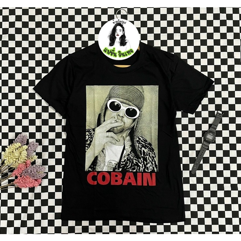 เสื้อยืดวินเทจ-cobain-แฟชั่นวินเทจยุค90-ราคาถูก