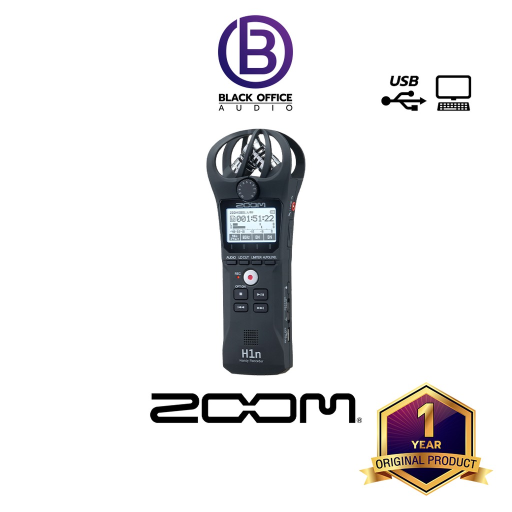 zoom-h1n-เครื่องบันทึกเสียงพกพา-อัดเสียง-ถ่ายทำวีดีโอ-ไมค์ติดกล้อง-usb-audio-interface-blackofficeaudio