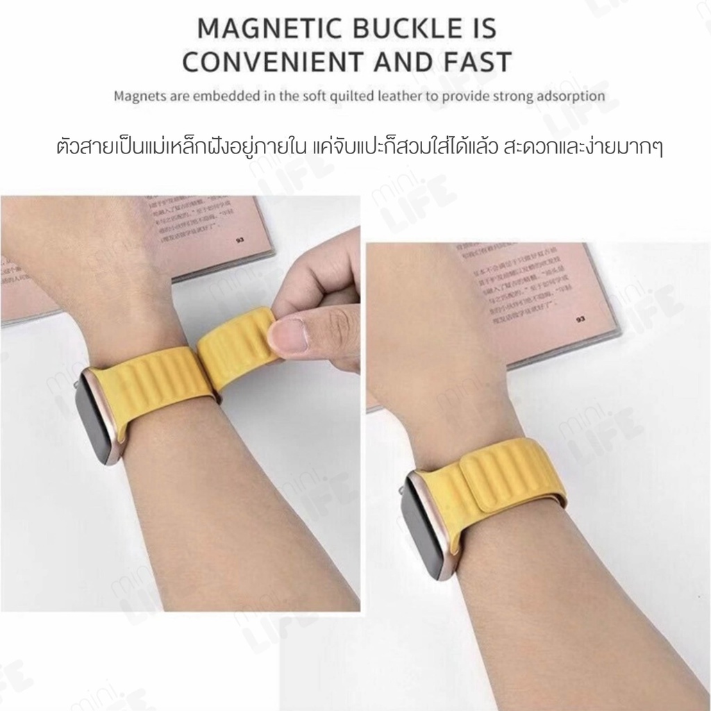 ภาพหน้าปกสินค้าสาย หนัง สำหรับ iWatch Waffle Leather Strap ตัวล๊อค แม่เหล็ก ทุก series 1 - 8 se Ultra จากร้าน soulseller บน Shopee