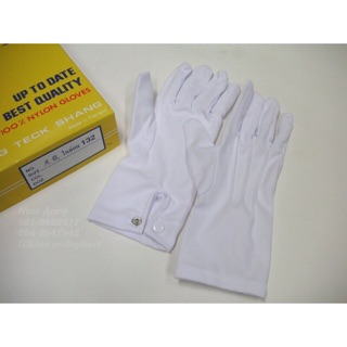 ถุงมือขาว แบบติดกระดุม แบบมีเป๊ก ถุงมือขาวสห.ถุงมือขาวเดินสวนสนาม ถุงมือเชียร์ ถุงมือขาวเชียร์ สแตน