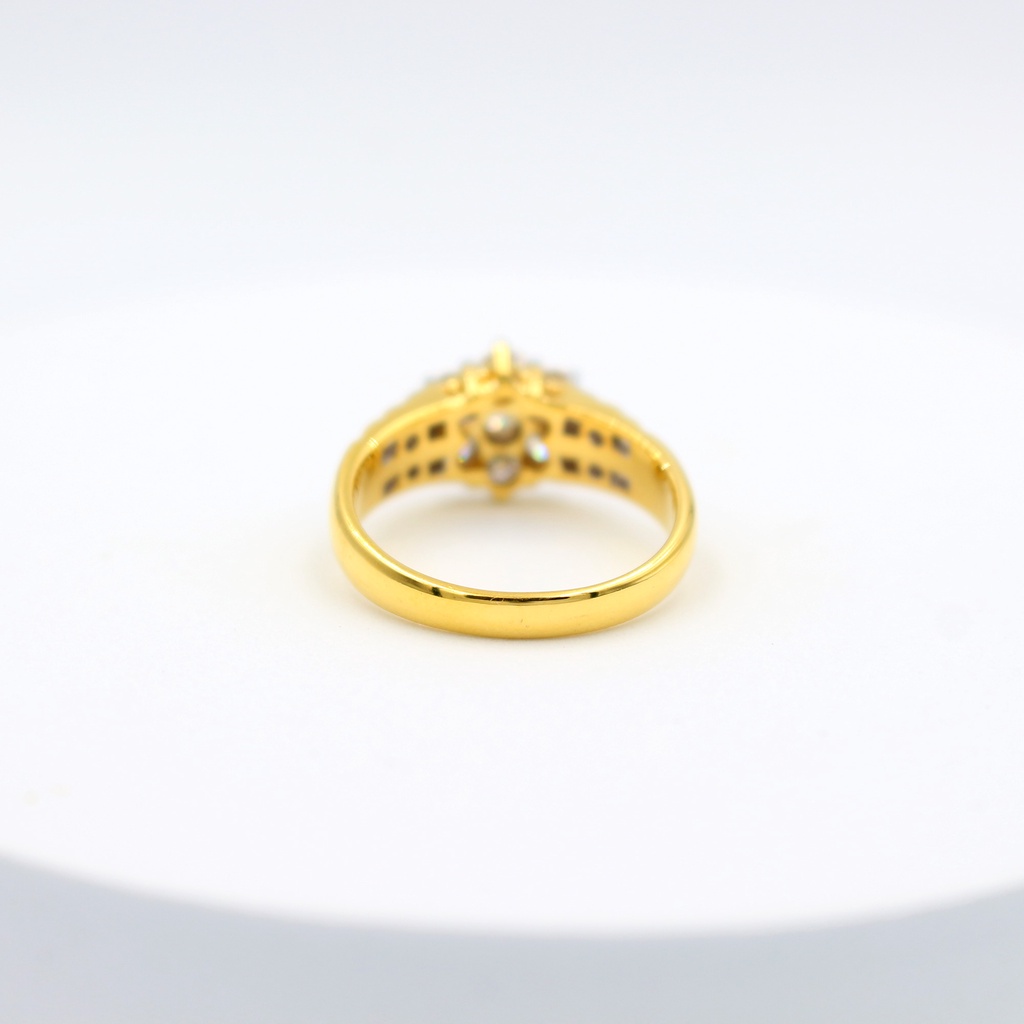 แหวนทองแท้-หลุดจำนำ-size-52-แหวนเพชรแท้เกสร-ทองแท้-18k