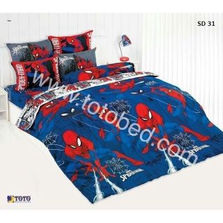 ผ้าปูที่นอน 3.5 ฟุต/ 5 ฟุต/ 6 ฟุต TOTO ลายลิขสิทธิ์ Spider Man