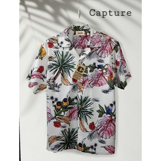 ภาพหน้าปกสินค้า⛱🐋 Hawaii Shirt เสื้อฮาวาย แนว THE TOYS ลายนกแก้ว สีขาว ⛱🐋 มีถึง อก 50\" ที่เกี่ยวข้อง