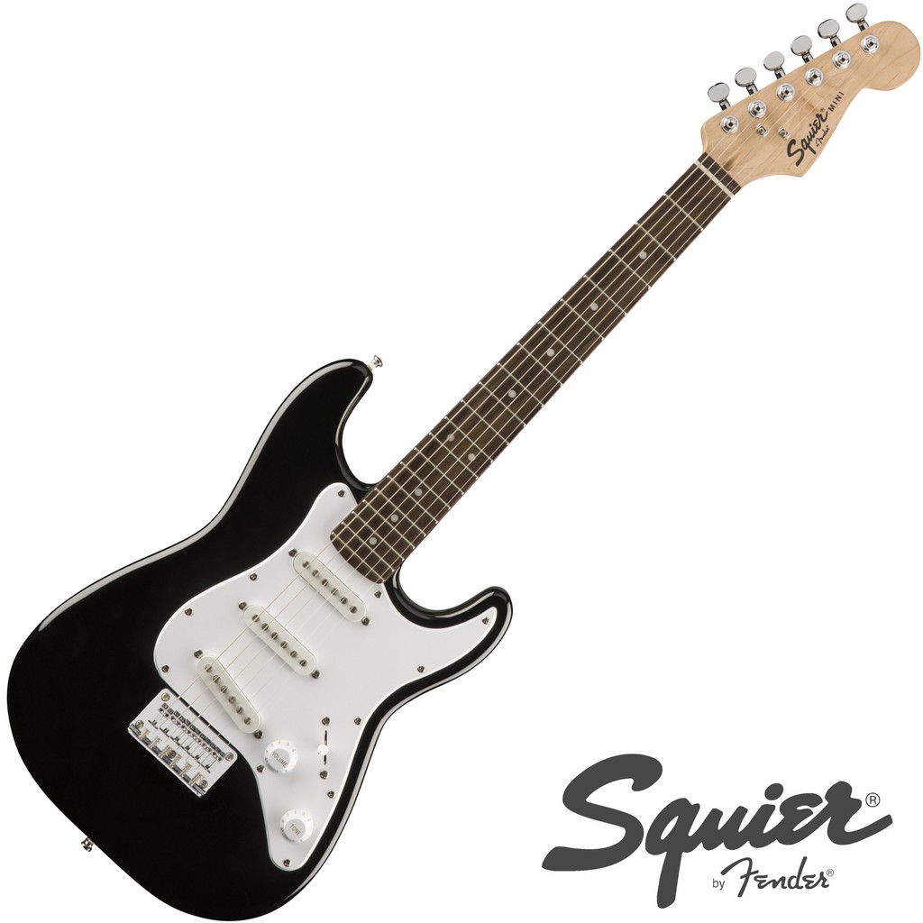 Fender® Squier Mini Strat V2 (Black) กีตาร์ไฟฟ้า ขนาดมินิ 20 เฟร็ต