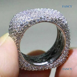Fancy ใหม่ แหวนแฟชั่น ประดับเพทาย ทรงเรขาคณิต หรูหรา สําหรับผู้หญิง