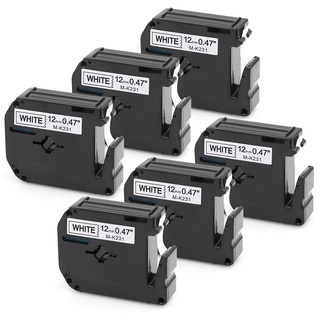 6 PCS/Lot 12mm*8m M-K231 Compatible Brother M Tapes Label Cartridge M-K231 MK231 Mk 231 for P touch Printer PT100 PT65