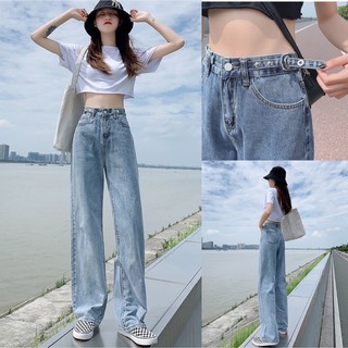 ✤Korea ❣️ ยีนส์ทรงกระบอกสไตส์เกาหลี ด้านข้างปรับกระดุมได้ ทรงสวย สุดฮิตวัยรุ่นมากๆ มีสองสี / Girls jeans / 2099