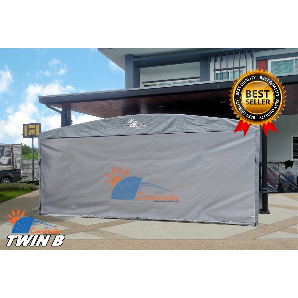 เต็นท์จอดรถสำเร็จรูป-โรงจอดรถ-carsbrella-รุ่น-twin-b-สำหรับจอดรถยนต์-ป้องกันแสงแดด-ฝุ่น-ฝน