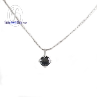 Finejewelthai-จี้นิล-นิลแท้-จี้พลอย-Black-Spinel-Onyx-Silver-Pendant-Birthstone-P1055on00e