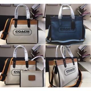 Coach 89488 89163 กระเป๋าผ้าใบแคนวาส 30 พร้อมตรา Coach กระเป๋าสะพายสตรี