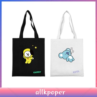 kpop bts กระเป๋าสะพายไหล่กระเป๋าถือผ้าใบลายการ์ตูน bt 21