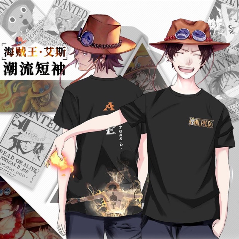 เสื้อยืดแขนสั้น-พิมพ์ลายอนิเมะ-one-piece-sauron-luffy-ace-สไตล์ญี่ปุ่น-สําหรับผู้ชาย-และนักเรียน