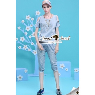 Crossy Chic Pearl Furnished Denim Dress