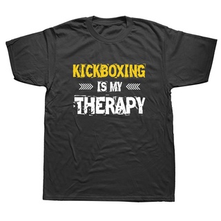 เสื้อยืดแขนสั้น ผ้าฝ้าย พิมพ์ลายกราฟฟิค Kickboxing Is My Therapy สไตล์ฮาราจูกุS-5XL