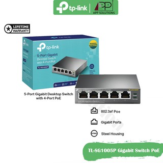 TP-LINK Switch(สวิตซ์ฮับ)Gigabit 4Port PoE+/1Uplink  รุ่นTL-SG1005P(สินค้ารับประกันLifetime)